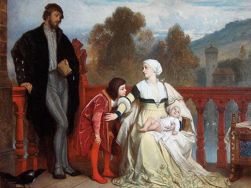 1819-								Edouard Hamman - Il neonato, Edouard Hamman e la sua famiglia in costumi storici